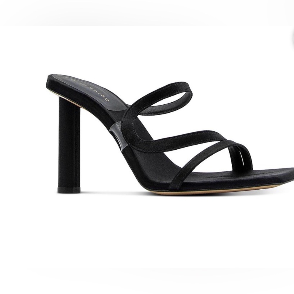 ILIO SMERALDO Women’s Black Strappy High Heel Slide Sandals
